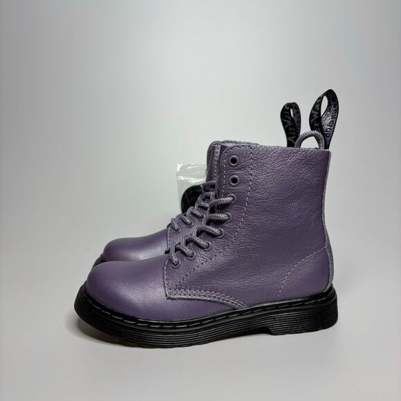 Dr. Martens Junior 1460 Pascal Leather Boots in Lavender Metallic Virginia Diva - Picture 3 of 9
